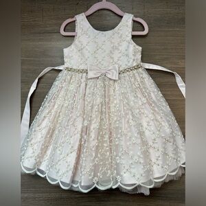 Girls' Sparkle Bow Tulle Dress - Blush Pink